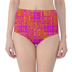 Pink Orange Bright Abstract High-waist Bikini Bottoms by Nexatart