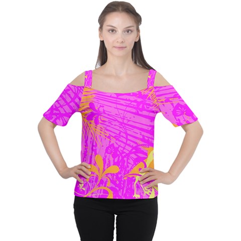 Spring Tropical Floral Palm Bird Women s Cutout Shoulder Tee by Nexatart