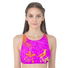 Spring Tropical Floral Palm Bird Tank Bikini Top