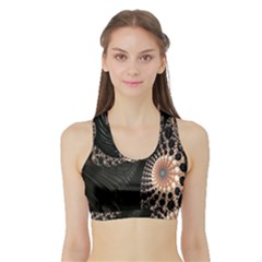Fractal Black Pearl Abstract Art Sports Bra With Border by Nexatart