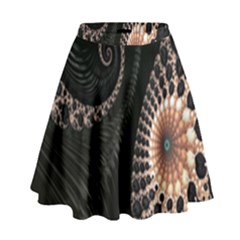 Fractal Black Pearl Abstract Art High Waist Skirt by Nexatart