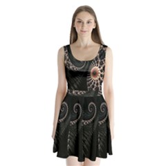 Fractal Black Pearl Abstract Art Split Back Mini Dress  by Nexatart