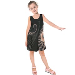 Fractal Black Pearl Abstract Art Kids  Sleeveless Dress by Nexatart