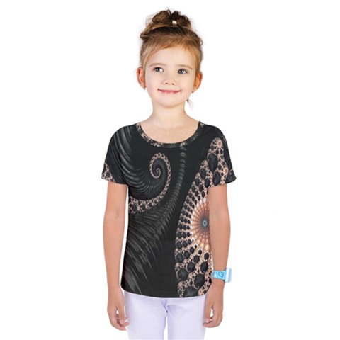 Fractal Black Pearl Abstract Art Kids  One Piece Tee by Nexatart