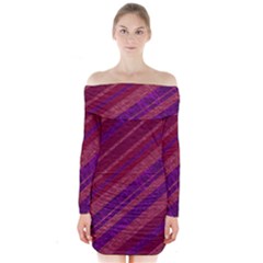 Stripes Course Texture Background Long Sleeve Off Shoulder Dress by Nexatart