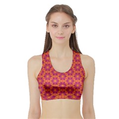 Pattern Abstract Floral Bright Sports Bra With Border