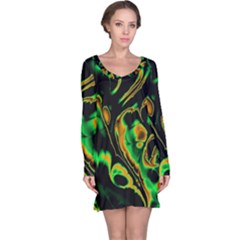 Glowing Fractal A Long Sleeve Nightdress by Fractalworld
