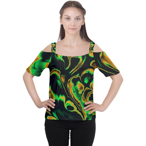 Glowing Fractal A Women s Cutout Shoulder Tee by Fractalworld