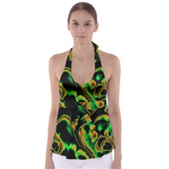 Glowing Fractal A Babydoll Tankini Top by Fractalworld