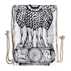 National Emblem Of India  Drawstring Bag (large) by abbeyz71