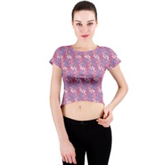 Pattern Abstract Squiggles Gliftex Crew Neck Crop Top