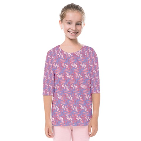 Pattern Abstract Squiggles Gliftex Kids  Quarter Sleeve Raglan Tee by Nexatart