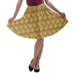 Wood Illustrator Yellow Brown A-line Skater Skirt