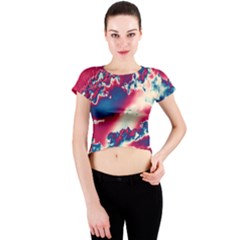 Sky pattern Crew Neck Crop Top