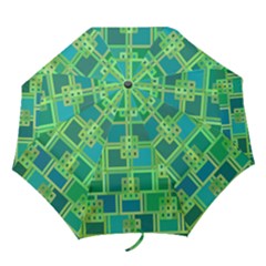 Green Abstract Geometric Folding Umbrellas by Nexatart