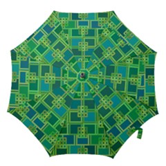 Green Abstract Geometric Hook Handle Umbrellas (medium)