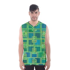 Green Abstract Geometric Men s Basketball Tank Top by Nexatart