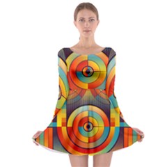 Abstract Pattern Background Long Sleeve Skater Dress