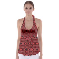 Abstract Background Red Black Babydoll Tankini Top by Nexatart