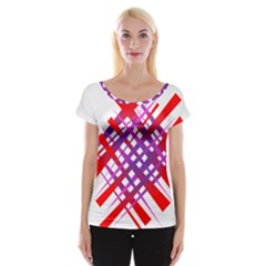 Chaos Bright Gradient Red Blue Women s Cap Sleeve Top by Nexatart