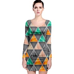 Abstract Geometric Triangle Shape Long Sleeve Bodycon Dress by Nexatart