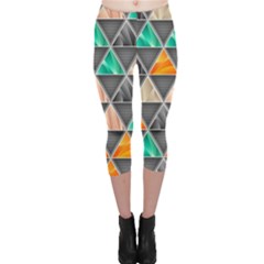 Abstract Geometric Triangle Shape Capri Leggings 