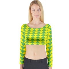 Arrow Triangle Green Yellow Long Sleeve Crop Top