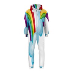 Could Rainbow Red Yellow Green Blue Purple Hooded Jumpsuit (kids)