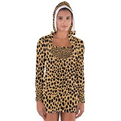 Cheetah Skin Spor Polka Dot Brown Black Dalmantion Women s Long Sleeve Hooded T-shirt