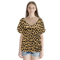 Cheetah Skin Spor Polka Dot Brown Black Dalmantion Flutter Sleeve Top by Mariart