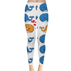 Fish Animals Whale Blue Orange Love Leggings 