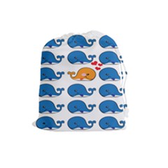 Fish Animals Whale Blue Orange Love Drawstring Pouches (Large) 