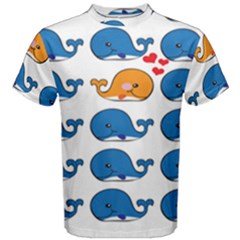 Fish Animals Whale Blue Orange Love Men s Cotton Tee by Mariart