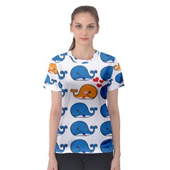 Fish Animals Whale Blue Orange Love Women s Sport Mesh Tee