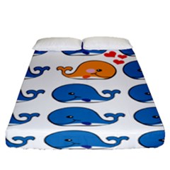 Fish Animals Whale Blue Orange Love Fitted Sheet (queen Size) by Mariart