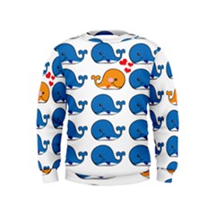 Fish Animals Whale Blue Orange Love Kids  Sweatshirt