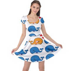 Fish Animals Whale Blue Orange Love Cap Sleeve Dresses