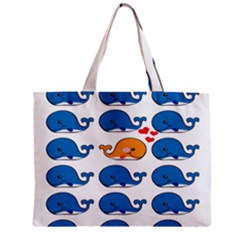 Fish Animals Whale Blue Orange Love Zipper Mini Tote Bag
