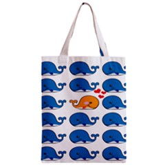 Fish Animals Whale Blue Orange Love Zipper Classic Tote Bag