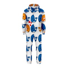 Fish Animals Whale Blue Orange Love Hooded Jumpsuit (Kids)