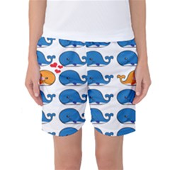 Fish Animals Whale Blue Orange Love Women s Basketball Shorts