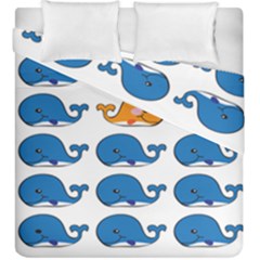 Fish Animals Whale Blue Orange Love Duvet Cover Double Side (King Size)