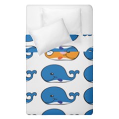 Fish Animals Whale Blue Orange Love Duvet Cover Double Side (Single Size)