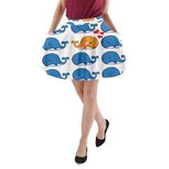 Fish Animals Whale Blue Orange Love A-Line Pocket Skirt