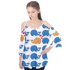 Fish Animals Whale Blue Orange Love Flutter Tees