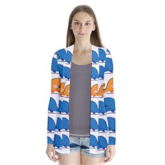 Fish Animals Whale Blue Orange Love Cardigans by Mariart
