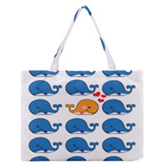 Fish Animals Whale Blue Orange Love Medium Zipper Tote Bag by Mariart