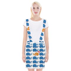 Fish Animals Whale Blue Orange Love Suspender Skirt