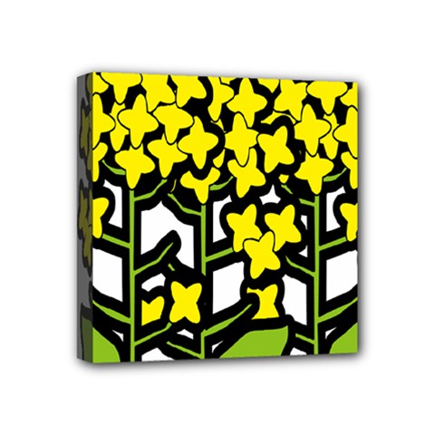 Flower Floral Sakura Yellow Green Leaf Mini Canvas 4  X 4  by Mariart