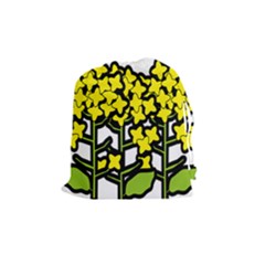 Flower Floral Sakura Yellow Green Leaf Drawstring Pouches (medium)  by Mariart